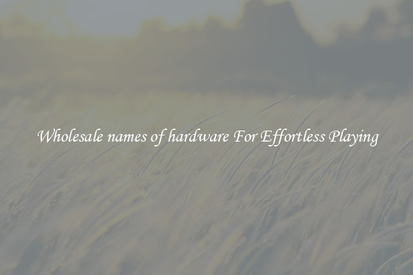 Wholesale names of hardware For Effortless Playing