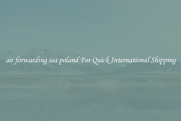 air forwarding sea poland For Quick International Shipping